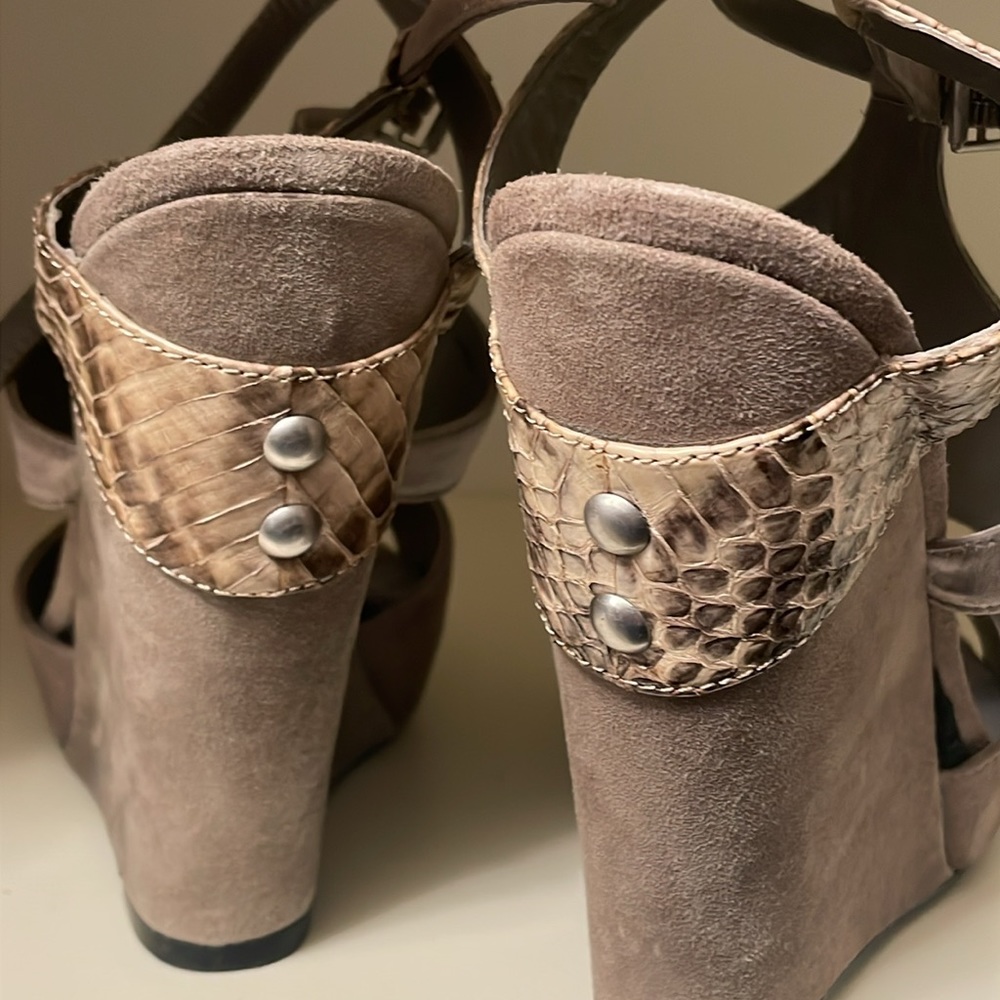 Sued And Python Platform Heels - Never Worn. New … - image 3